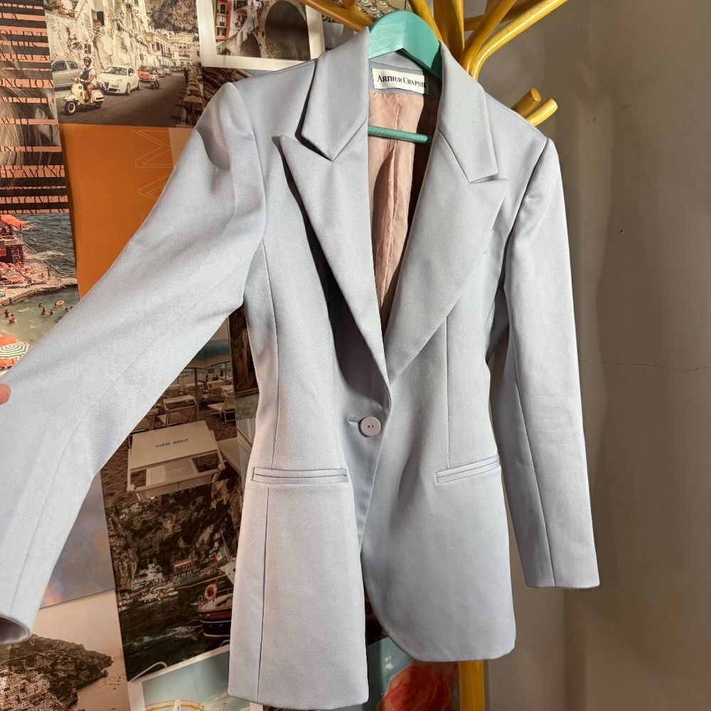 Arthur Chapnick  Women's Blazer  Two Tone Gray Wool Blend   Size M